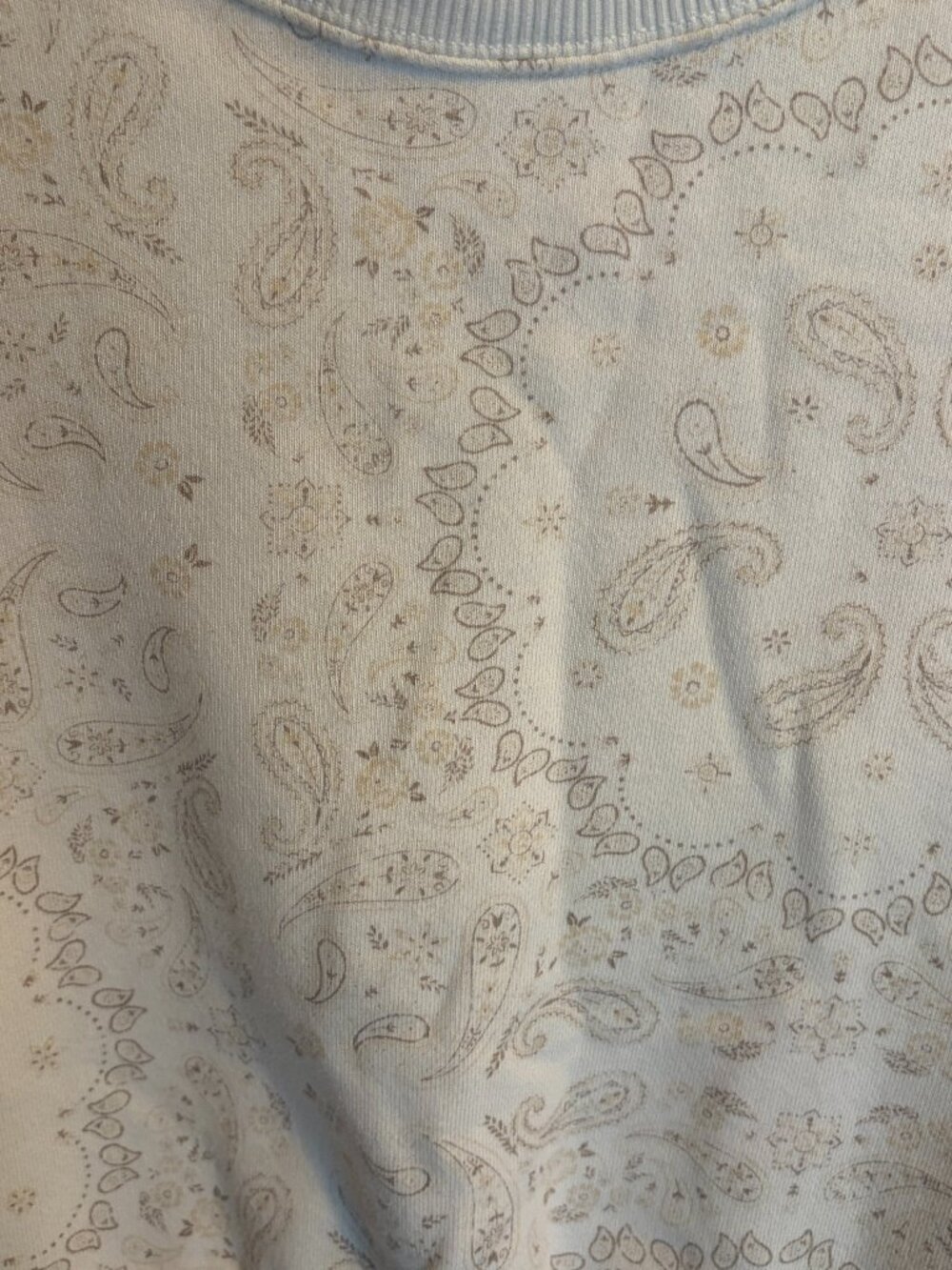 Aerie Ivory Paisley "The Chill" Cropped Crew Sweatshirt & Shorts Co-ord SZ Small - Picture 4 of 6